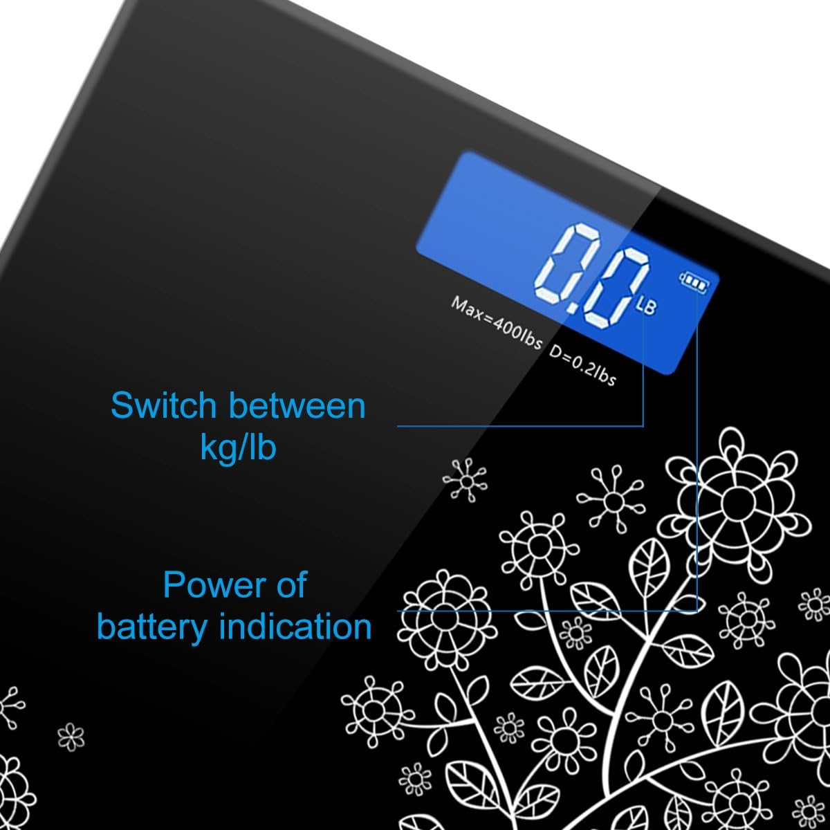 Weight Scale, Precision Digital Body Bathroom Scale with Step-On Technology, 6mm Tempered Glass Easy Read Backlit LCD Display, 400 Pounds: Industrial & Scientific