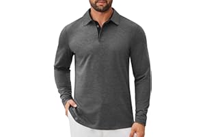 COOFANDY Mens Long Sleeve Polo Shirts Button Casual Tee Collared Work Pullover Shirts