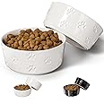 Ceramic Dog Bowl Set of 2 with Anti-Skid Base - 6.5" Wide x 2.5" Tall Ceramic Dog Bowls Medium Sized Dogs - 3 Cup Capacity Food and Water Bowls for Dogs - Rubber Bottom Pet Bowl Set of 2 Medium Size
