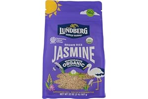 Lundberg Organic Jasmine Brown Rice – Long-Grain, Fluffy & Aromatic, Responsibly Grown in California, 32 Oz