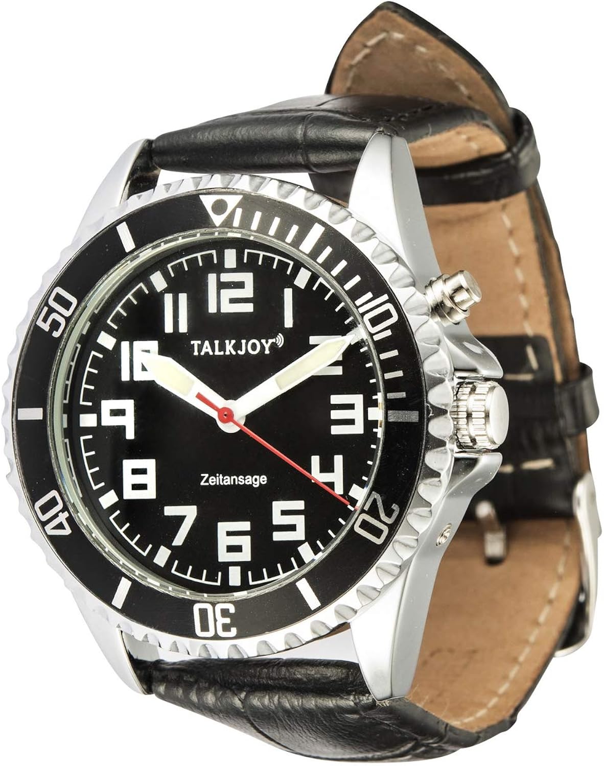 Professional Black Men's Talking Watch Leather Watch Blind Watch Black