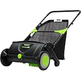 Earthwise LSW70021 21-Inch Width Leaf &amp; Grass Push Lawn Sweeper, Black