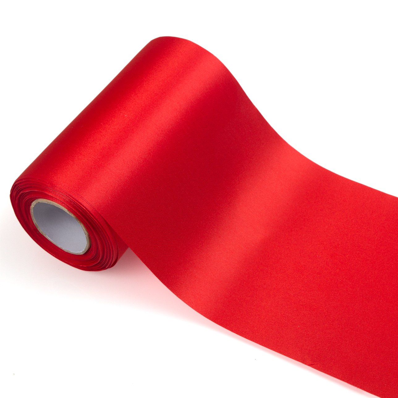 ADVcer 6 inch Wide Red Satin Ribbon Roll - 24.1 Yard Long Bulk for Christmas Holiday Decorative, Wedding Birthday Ceremonial, Gift Wrapping, Ribbons Cutting, Chair Sashes, Indoor or Outdoor Embellish