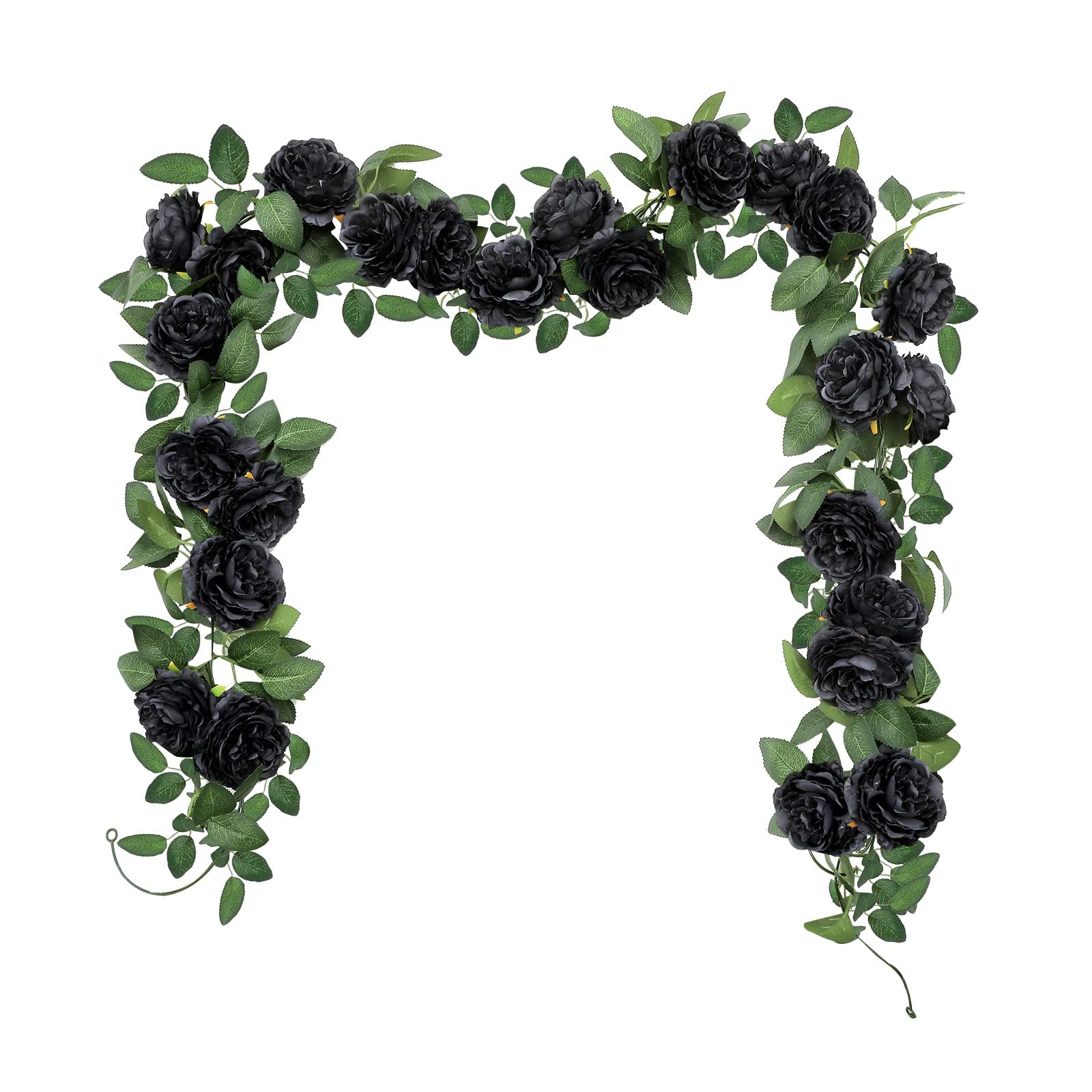 SHACOS 3pcs Artificial Flower Garland 3 Strand 6.0 m Long Fake Rose Garland Artificial Flower Vines for Wedding Party Home Garden, Black