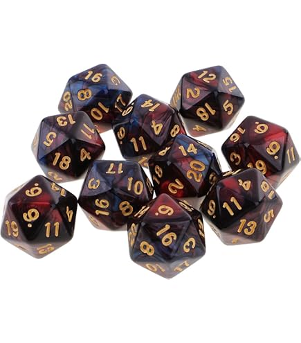 Sharplace 10 Dés à 20 Faces – D20 Polyédriques Bicolores 16 Mm – Accessoire Pour Jeux De Rôle Donjons & Dragons, MTG, Jeux De Société – Lot De 10 Couleur Violet Café
