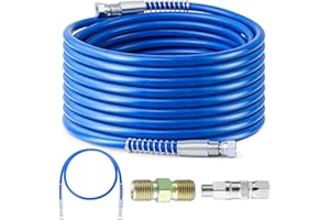 Gyfent 50Ft x 1/4" Airless Paint Sprayer Hose, 8500PSI High Pressure Airless Paint Spray Hose with 5Ft Whip Hose & 1/4" Hose Connector & Sprayer Swivel Joint for Airless Spraying Machine