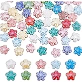 HOBBIESAY 60Pcs Ceramic Flower Beads Bulk Random Handmade Cute Flower Bead Colorful Porcelain Flowers Beads Craft Floral Spacer Bead for Bracelet Necklace Jewelry Making Hole: 1.6mm