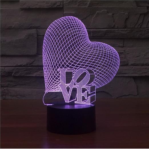 led personalizada colorido 3d amor