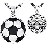 Lattd Soccer Necklace 925 Sterling Silver Soccer Ball Pendant Sport Jewelry Gift for Men
