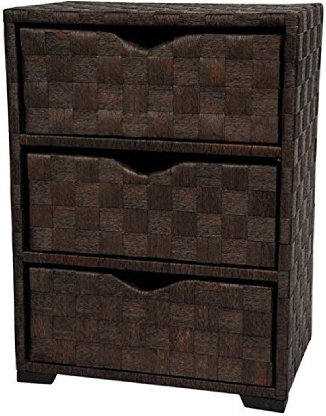 Oriental Furniture Natural Fiber Chest of Drawers - Three Drawer - Mocha
