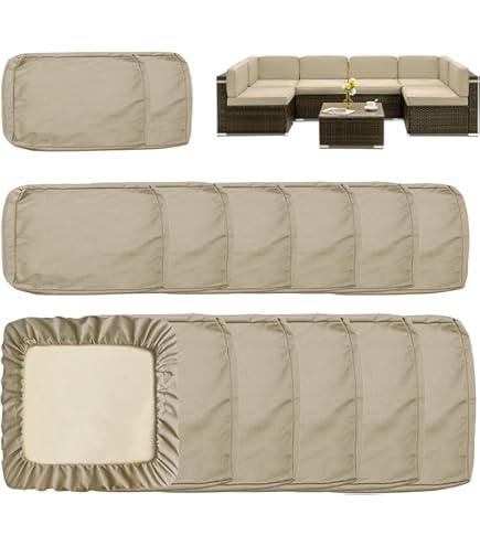 2-Pack Waterproof Stretch Cushion Covers – Farm Fruit Lemon Print, Fits 22x22” Outdoor Patio Chair Cushions, Green Leaf Design
