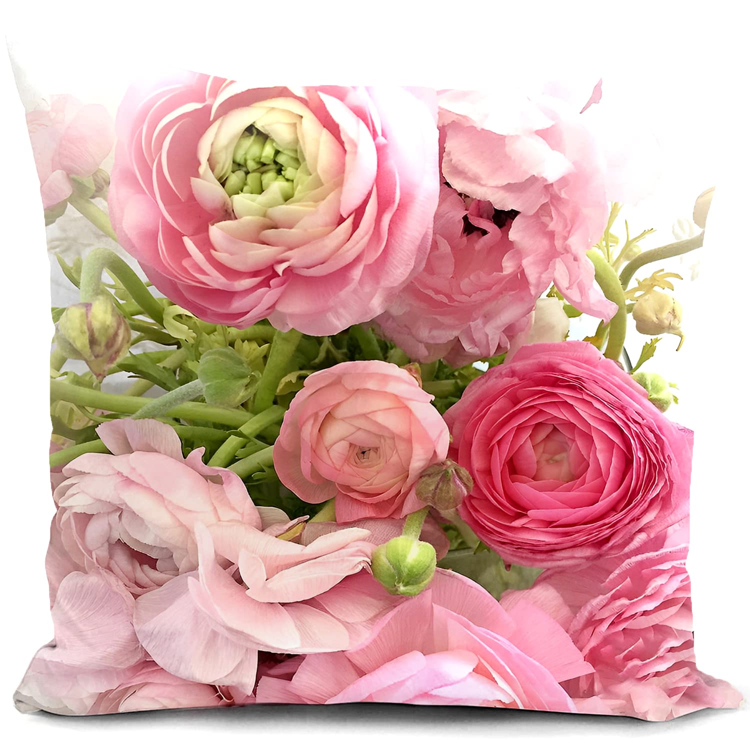 Cushion Cover Pink Bright Flowers Outdoor Floral Party Decorations Garden Patio Furniture Throw Pillow Case Wedding Lovers Rose Gifts for Women Valentine's Day Decor Livingroom Couch Sofa 18X18 — image 1