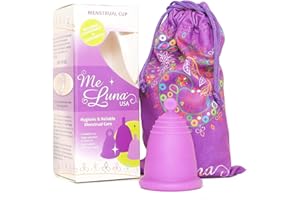 Most Customizable Menstrual Cup by MeLuna USA | Custom Fit for All Body Types | Reusable Comfortable Period Cups | Tampon Pad Alternative (Medium, Purple with Ball Handle)