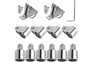 Baieasy Bimini Top Hardware, 12 Pieces Boat Fittings Fits 7/8'' or 1'' OD 3 Bow Tube 316 Stainless Steel Heavy Dudy Parts for Canopy
