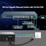 YuanLey 28 Port Gigabit PoE Switch 400W 24 PoE+ 2 Uplink 2 SFP Unmanaged view 2