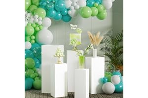 BAOTREE 5Pcs Square Pedestal Stands for Party, Metal Display Plinth Pillars for Wedding Ceremony Birthday Party Art Decor---31.5*11.8''(L),27.6*10.6''(M),23.6*9.4''(S), 20.7*8.3"(XS), 17.7*7.1"(XXS)