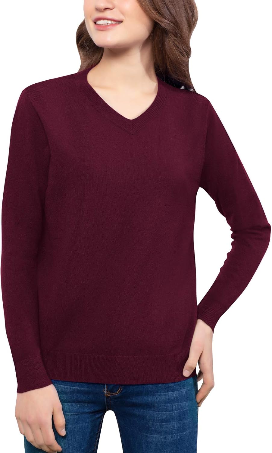 Buy QUALFORT Women's VNeck Sweater Lightweight Soft Knitted Pullover