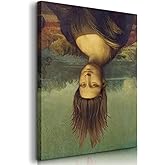 DIACEES Funny Bathroom Wall Art Vintage Mona Lisa Upside Down Wall Decor Toilet Humorposter Canvas Prints Painting Picture Suitable for Bathroom Toilet Home Decoration (16x24in Canvas)
