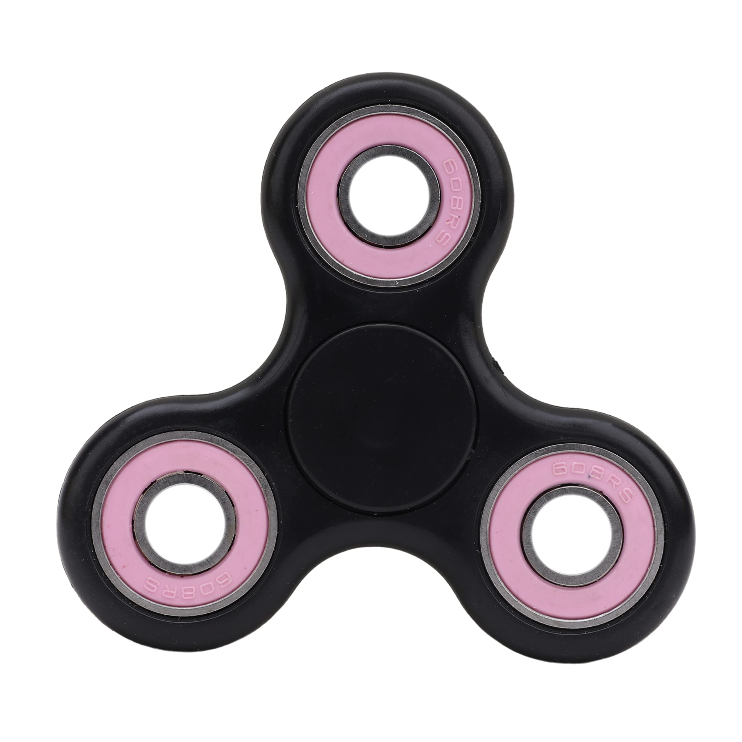 Toyland® Fidget Hand Spinner - Stress and Anxiety Relief - Assorted Colours (Black & Pink Rings)