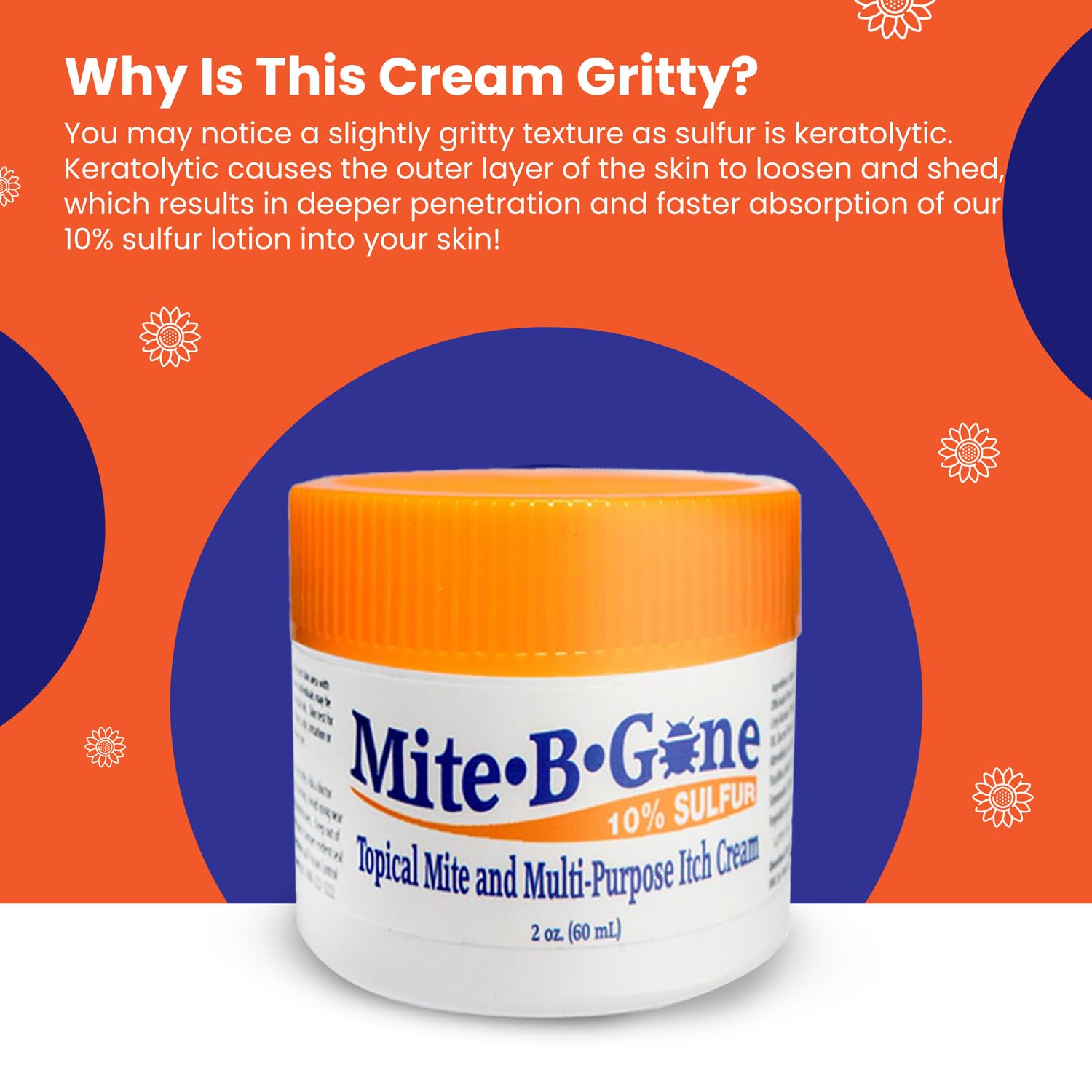 Mite Cream & Bite Relief - 10% Natural Blend Sulfur Cream for Multi-Purpose Bites, Redness, Itching, & Irritation | Safe for Kids and Adults | Fast & Effective for All Skin Types| 2oz