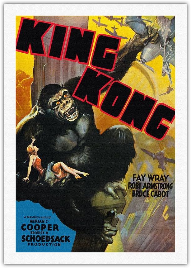 Pacifica Island Art King Kong - Starring Fay Wray, Robert Armstrong, Bruce Cabot - Vintage Film Movie Poster c.1933 - Fine Art Rolled Canvas Print - 27in x 40in