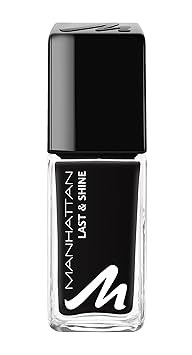 Manhattan Last & Shine Nail Polish, Fb. 955 Matte Black, Nagellack mit langanhaltendem Farbglanz in Schwarz