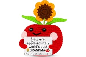 XgiftCreat Christmas Birthday Gifts for Grandma - Funny Cute Thanksgiving Mother's Day Handmade Crochet Apple Sunflower Gift for Nana Gigi Mimi, Stocking Stuffers Present from Granddaughter Grandson