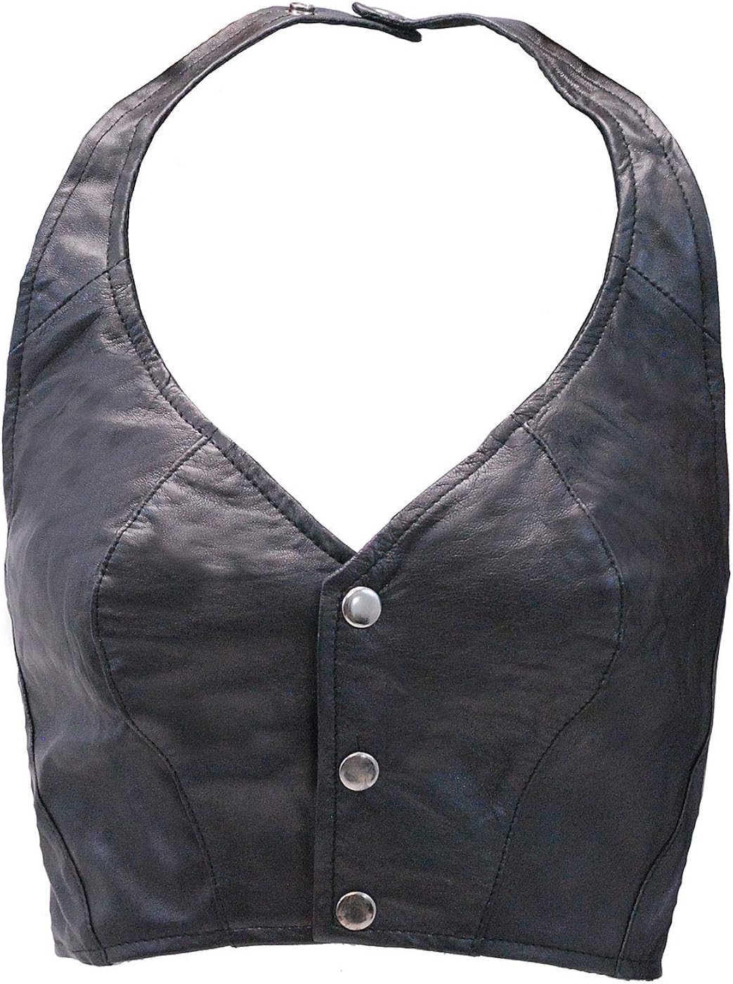 black leather halter top