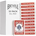 Bicycle Playing Cards, All Red, Poker Size, 12 Pack