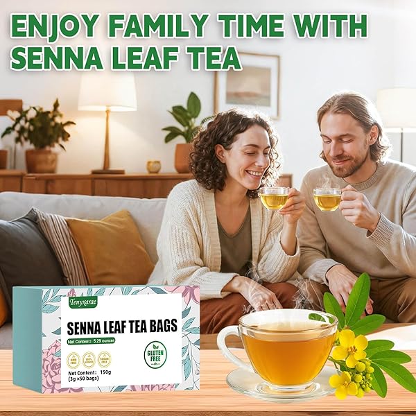 SENNA TEA BAGS, 50 TEABAGS, 3G/BAG, MADE WITH 100% NATURAL SENNA LEAVES. CAFFEINE-FREE | SUGAR-FREE | GLUTEN-FREE | VEGAN. ECO-FRIENDLY TEA BAGS