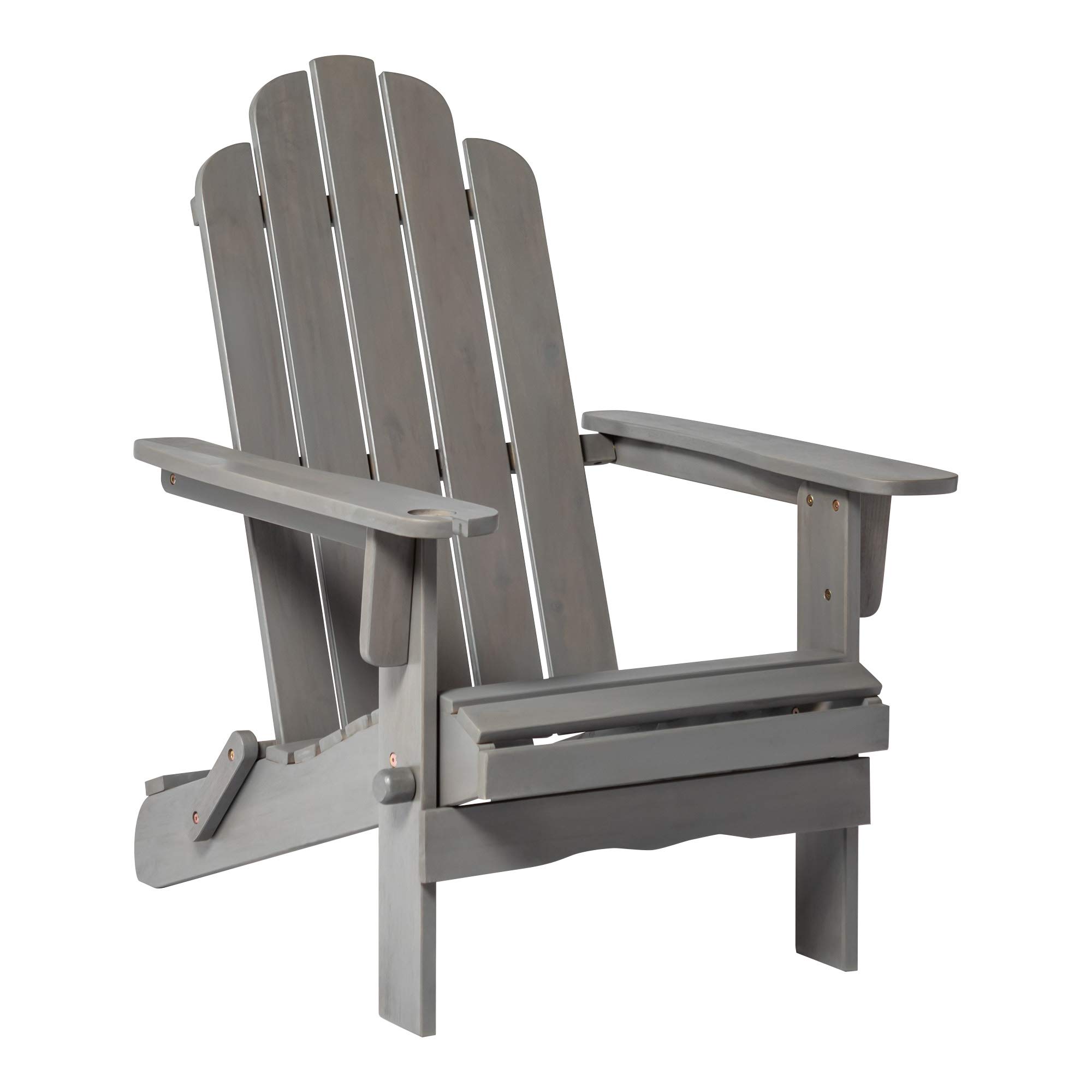 Walker Edison WE Furniture Outdoor Patio Wood Adirondack Foldable Chair All Weather Backyard Conversation Garden Poolside Balcony Set of 1 Grey