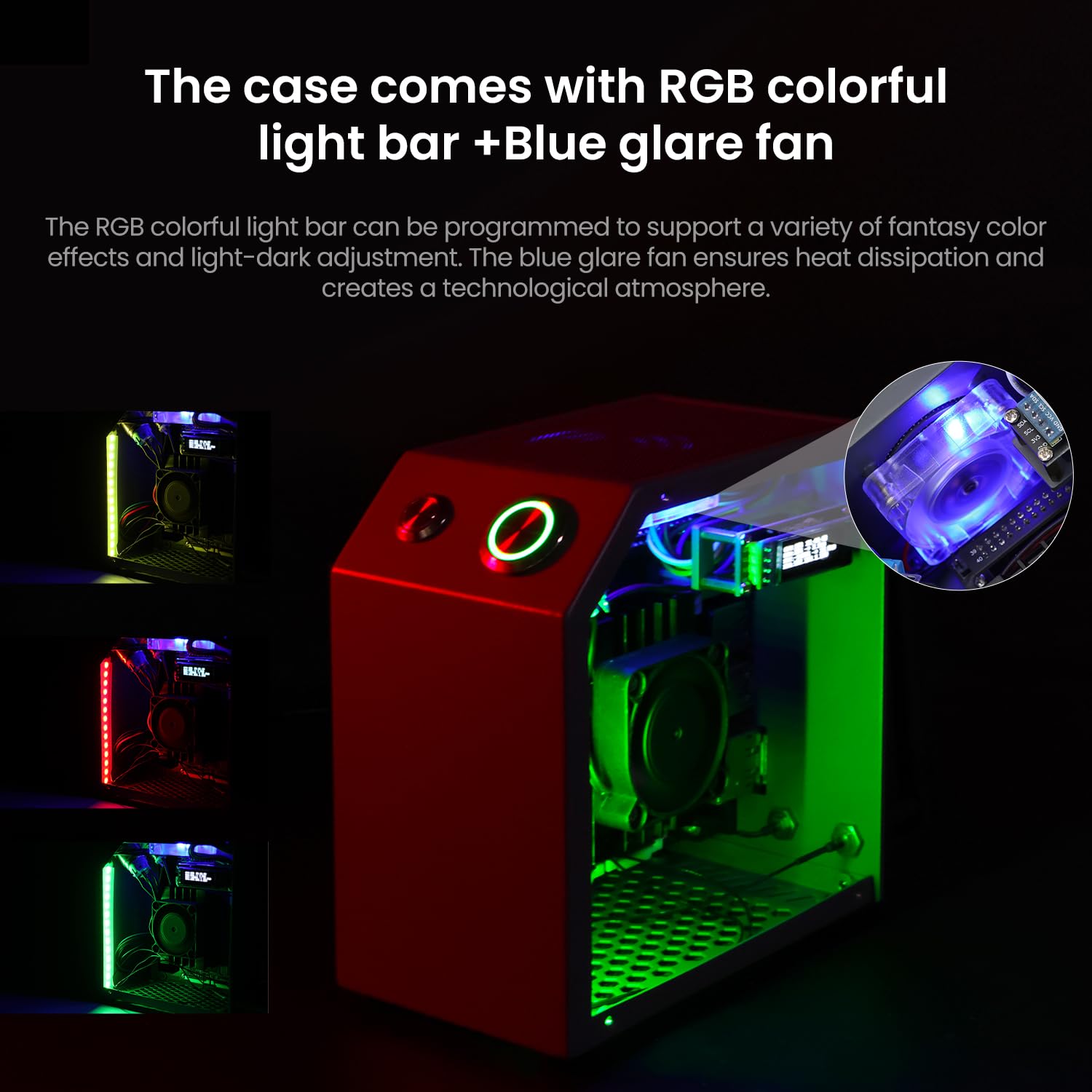 Yahboom Jetson Case for Jetson Nano Orin Nano Orin NX Super Heat Metal Mini Protect Case with Cooling Fan Antenna RGB Light(OLED Needs Program Drive)