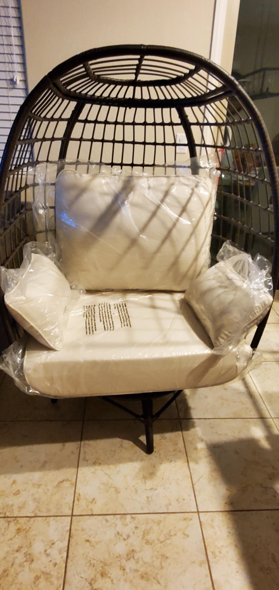 55/mo Finance Sunjoy Simon Swivel Egg Cuddle Chair, Light Brown