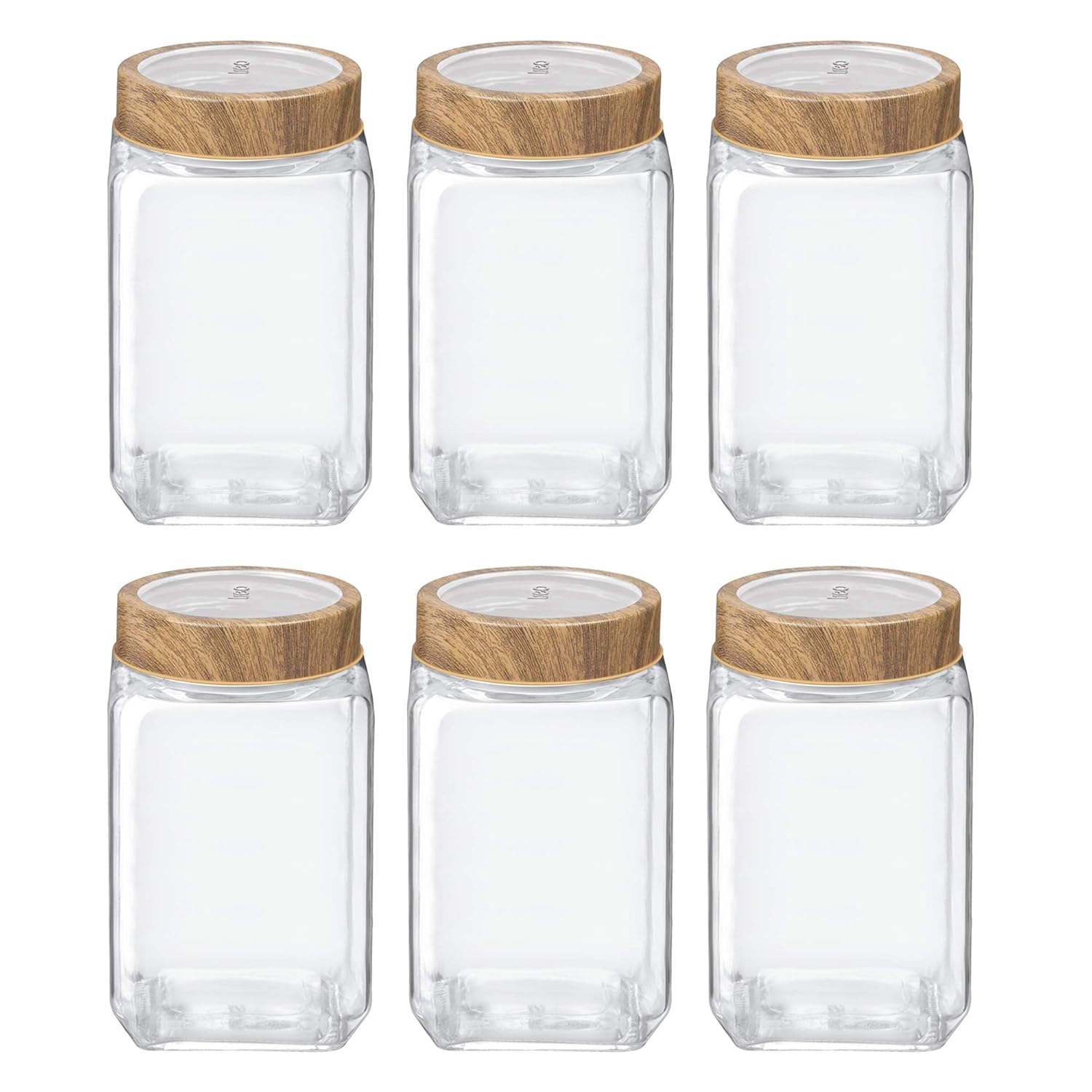 Treo By Milton Woody Cube Storage Glass Jar, Set of 6, 310 ml, Transparent Amazon.in Home