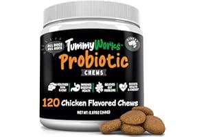 FINEST FOR PETS TummyWorks Probiotic 120 Soft Chews for Dogs All Ages - Supports Digestive Health, Relieves Diarrhea, Constipation, Good for Itching, Allergies, Yeast Infections. Added Digestive Enzymes, Made in USA