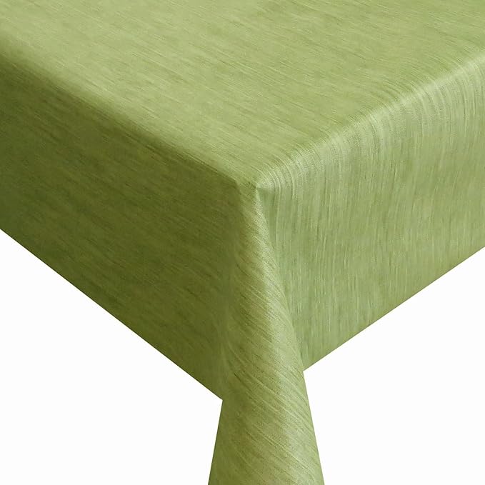 Wachstuch Robuste Leinen Prägung Pro RUND OVAL ECKIG Breite & Länge wählbar Grün Eckig 140 x 200 cm abwaschbare Tischdecke Ga