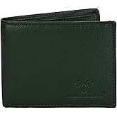 Genuine Leather RFID Blocking Wallet for Men | Slim Bifold Design with Zipper Coin Pocket, ID Window & Multiple Card Slots | Compact Everyday Carry Gift for Him (Dark Green)