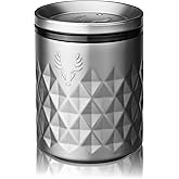 Viski Paragon Stainless Steel Rocks Tumbler Cup with Lid, Insulated Ceramic Lined Metal Whiskey Glass for Patio, Outdoor BBQ Party, Gifts for Drink Lovers, 12 oz, Set of 1, Platinum