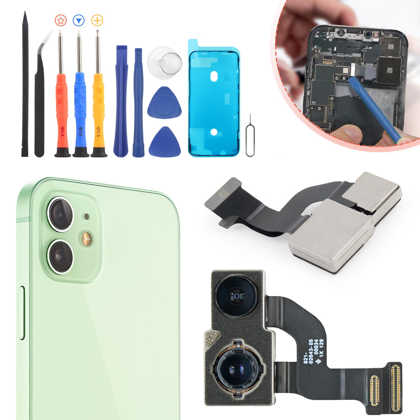 RongZy Back Camera Flex Cable for iPhone 12 Main Camera Rear Back Camera Flex Cable with Tools