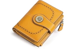 SENDEFN Small Wallets for Woman RFID Blocking Leather Bifold Credit Card Holder Purse with ID Window