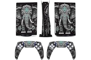 AoHanan Vintage Indian Lotus Elephant 5 Skin Controller Accessories Cover Skins Anime Vinyl Cover Sticker Full Set for 5 Disc Edition