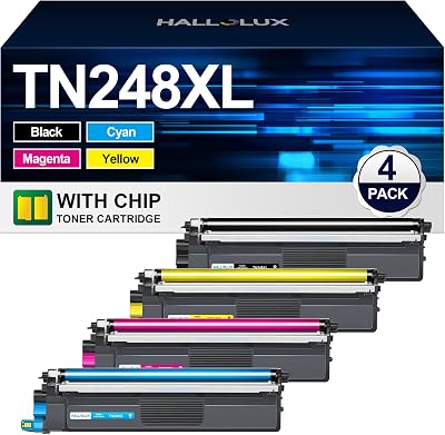 HALLOLUX TN248XL 4 Pack Toner Cartridges for Brother DCP HL Brother TN-248 XL