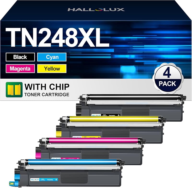 HALLOLUX TN248XL 4 Pack Toner Cartridges for Brother DCP HL Brother TN-248 XL