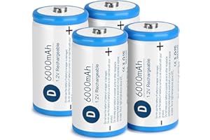 messule NiMH Rechargeable D Batteries 4 Pack,1.2V 6000mAh High Capacity NiMH D Batteries,Low Self Discharge Long Lasting D Size Batteries(4Pcs)