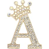 PATIKIL Letter Brooch Pins, Crown Initial Rhinestone Alphabet Letter Lapel Badges Pin for Women Suits Dress Coat