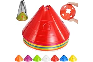 PEDOBALI 21 Pcs Jumbo Disc Cones with Mesh Bag, Large Soccer Cones Agility Training Sports Equipment for Football Basketball 