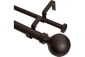 Meriville 1-Inch Diameter Ball Telescoping Double Window Treatment Curtain Rod, 28-Inch to 48-Inch, Oil-Rubbed Bronze
