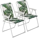 Harbour Housewares Folding Beach Deck Chairs Banana Leaf Pack of 2