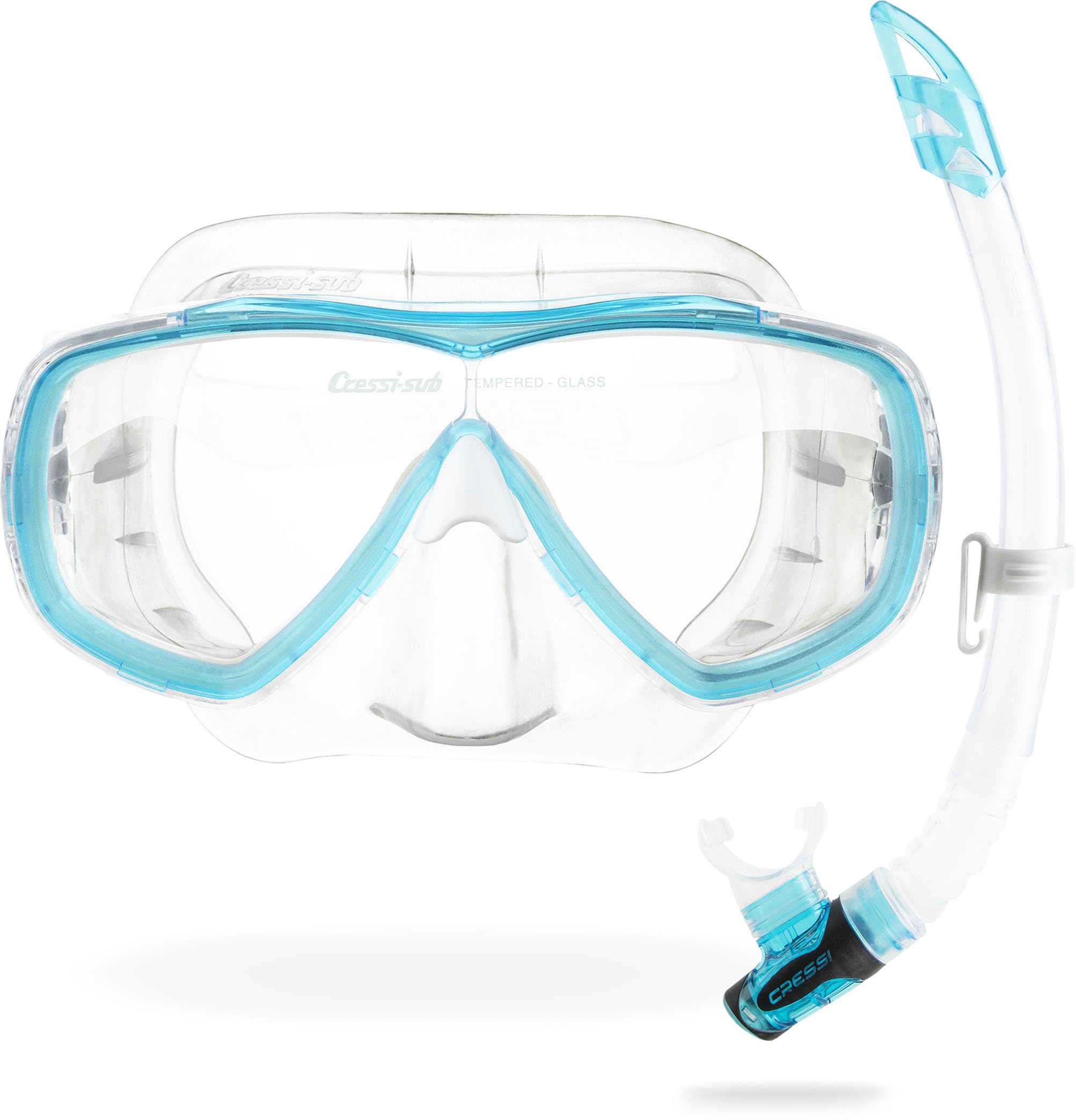 Cressi Estrella - Combo Set Mask Estrella + Snorkel Gamma, Transparent/Aquamarine, One Size, Unisex Adult