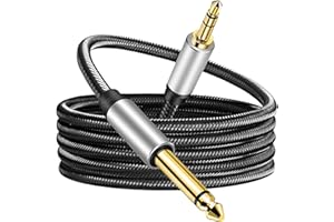 3.5mm TRS to 6.5mm Stereo Cable Nylon Braided Cable Cell Phone Amplifier Guitar Laptop 59 Inch Cord